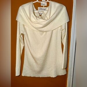 Alex Marie Rabbit Hair Cowl Neck Off Shoulder Ivory Women's Sweater Size XL New